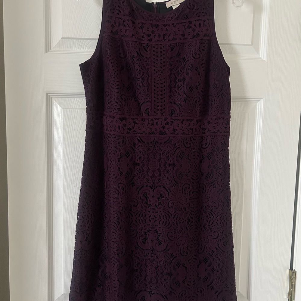 LOFT Purple Halter A-line Mini Dress